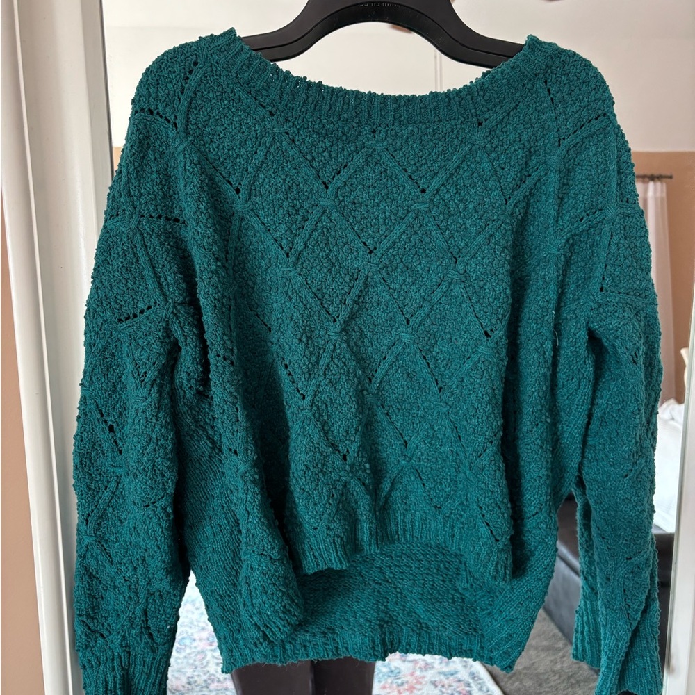 Francesca’s Green Teal Textured Women's Sweater